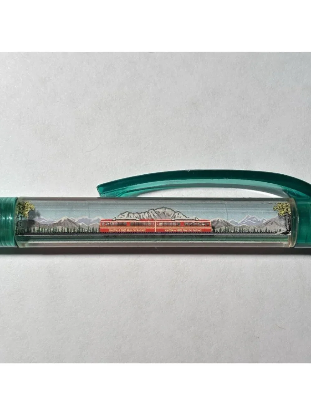 Pike's Peak Cog Railway Floaty Pen Train Tram Cars Move by Mountains Souvenir
